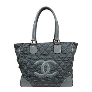 CHANEL Gray Logo Tote Bag